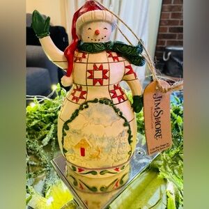 Heartwood Creek Hanging Ornament - Red & Green Snowman 6009470 by Jim Shore